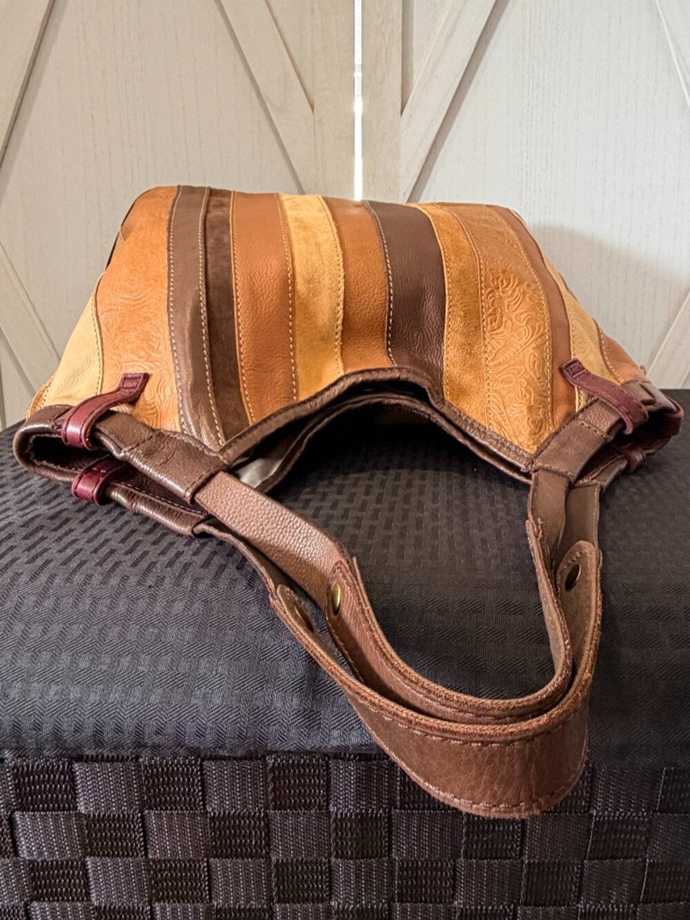 Lucky Brand Vintage Inspired Patchwork Leather Hobo Shoulder Bag - Picture 5 of 8